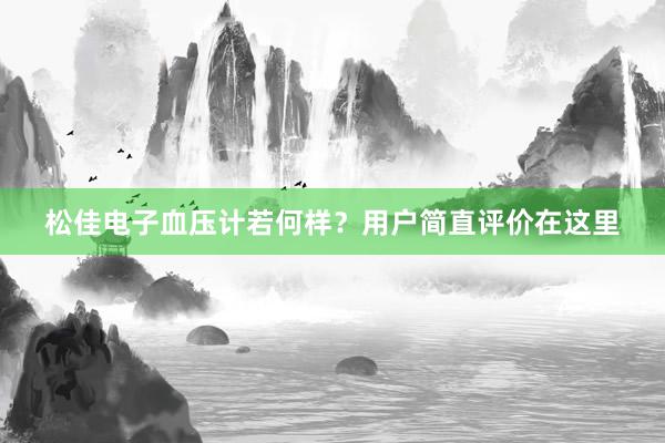 松佳电子血压计若何样？用户简直评价在这里
