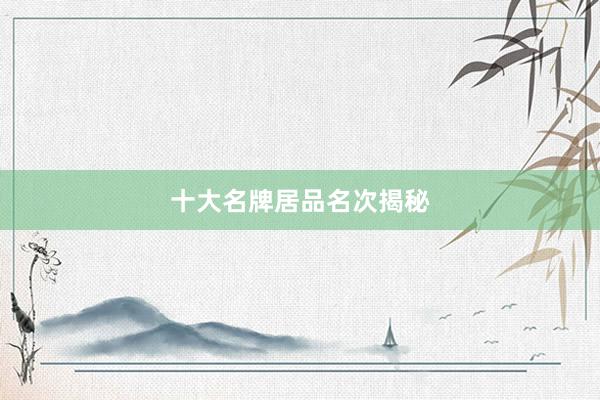 十大名牌居品名次揭秘